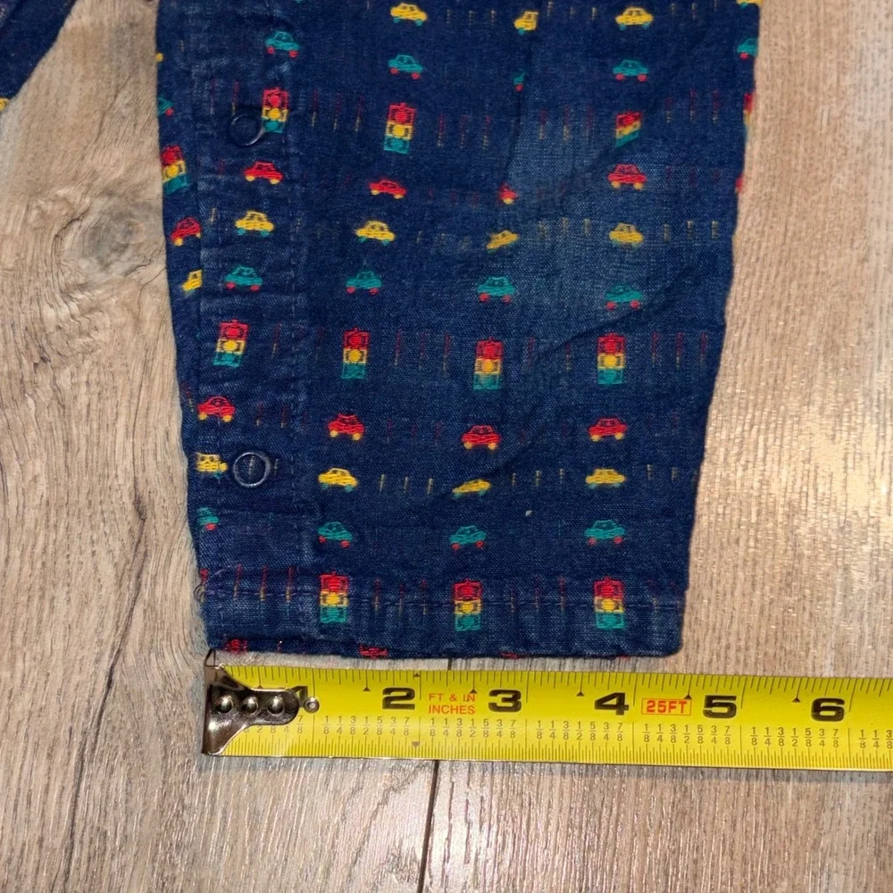 OshKosh Bgosh Vintage Corduroy Overalls 24M Navy Blue Car Traffic Light Print